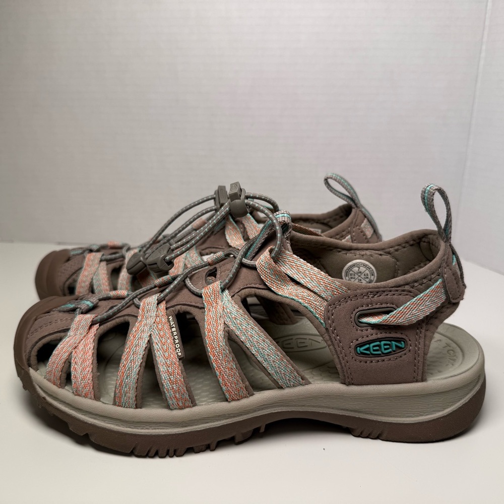 KEEN Whisper Women's Multi-Tone Outdoor Waterproof Sandals Size 7B Taupe/Coral